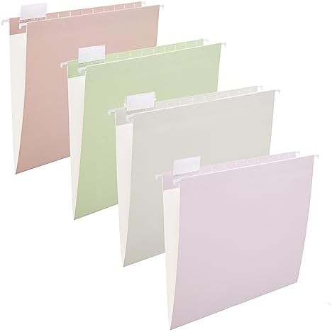 12 Pack Color Hanging File Folders, Letter Size, 4 Assorted Colors