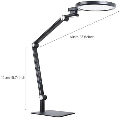 Full Spectrum Eye Care LED Desk Lamp, Foldable 4 Axis Rotation, 5 Colors 5 Brightness Levels, 45Min Timer Dual USB Charging Port for Study Office Reading (US Plug)