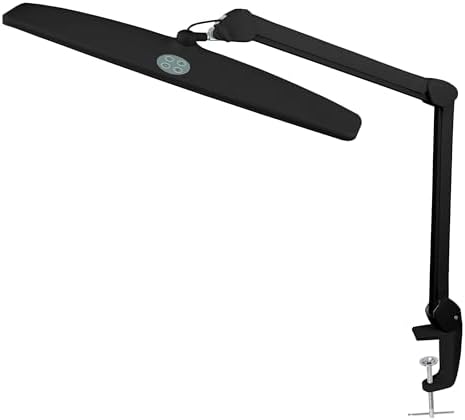 Neatfi Elite HD XL Task Lamp | 22-Inch Wide | 2,260 Lumens | 3 Color Temperature Modes | Non-Polar Dimming Desk Lamp (Black-2, CCT with Clamp)