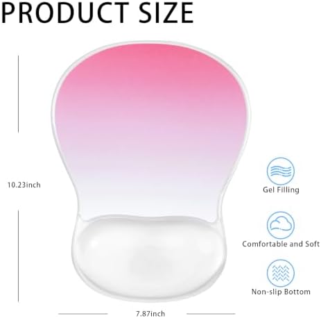 Gradient Pink Mouse Pad with Gel Wrist Rest Support, Ergonomic Mousepad
