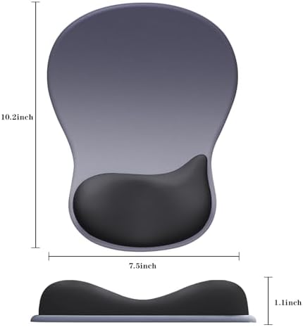 Mouse Pad with Wrist Rest,Ergonomic Mouse Pad with Comfortable Gel Wrist Rest Support and Non-Slip PU Base for Easy Typing Pain Relief, Durable and Washable (Black Blue)
