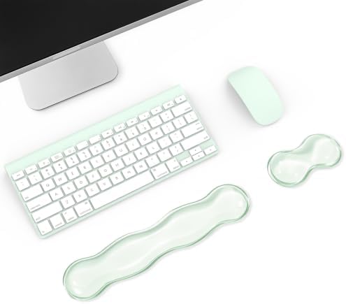 Moko Gel Wrist Rest for Keyboard and Mouse, Clear Hand Rest, Clear Green