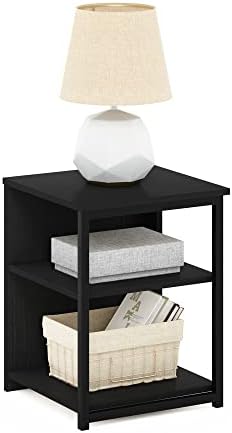 Furinno Camnus 3-Tier Metal Frame Side Table, Open Shelf, Dark Americano