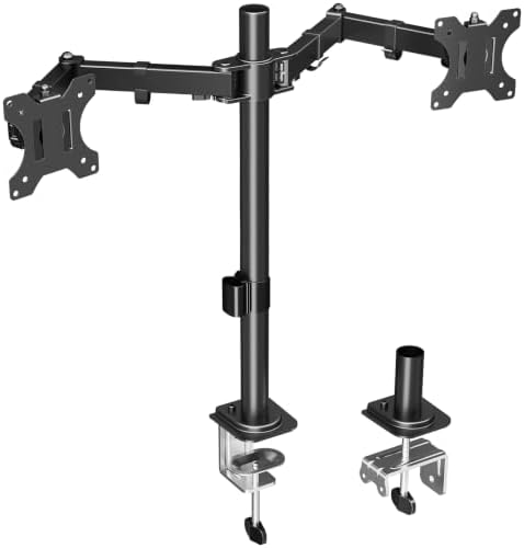 MOUNTUP Dual Monitor Desk Mount, Max 32 Inch up to 17.6lbs, Fully Adjustable Dual Monitor Arm for 2 LCD Screens, Double Monitor Stand with C-Clamp and Grommet Base