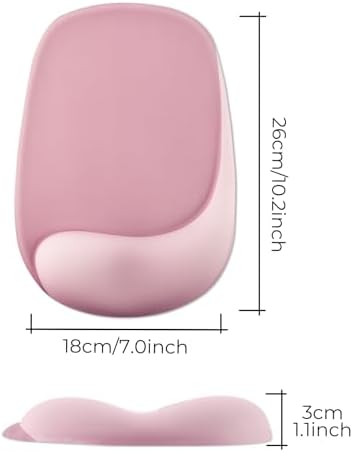 Mouse Pad with Wrist Rest Support, Ergonomic Mousepad with Comfortable Gel Cushion, Gaming Mouse Pad with Non-Slip PU Base, Relieve Pain Relief, for Home Office Computer Laptop, Pink