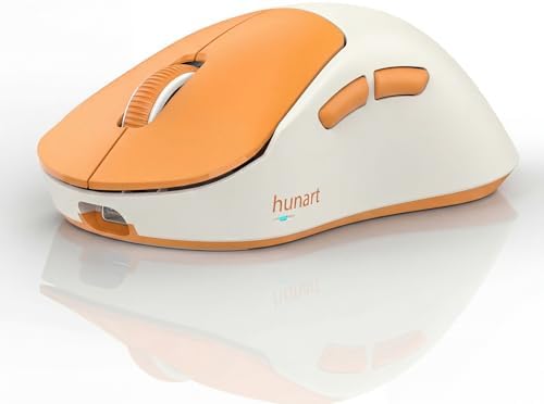 hunart H6 49g Wireless Mouse, Bluetooth & 2.4GHz, Rechargeable, Orange