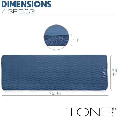 Tone Fitness 1" Extra Thick Yoga Mat, Exercise & Pilates Mat with Strap