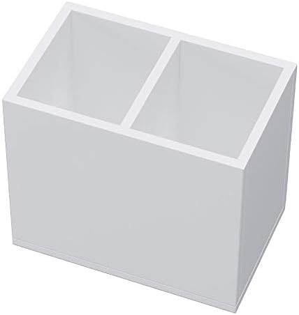NIUBEE White Acrylic Pen Holder 2 Compartments, Desk Office Pencil Cup Desk