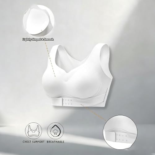 Posture Support Bras for Older Women Front Closure Crossback Wireless Bra Full Coverage Posture Correcting Bralette