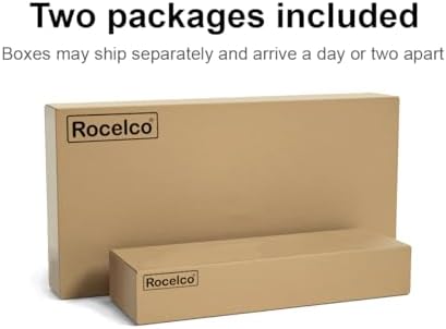 Rocelco 46" Height Adjustable Corner Standing Desk Converter with Dual Monitor Arm Mount Bundle - Sit Stand Up Tabletop Computer Workstation Riser - Extra Large Keyboard Tray - Black (R CADRB-46-MA2)