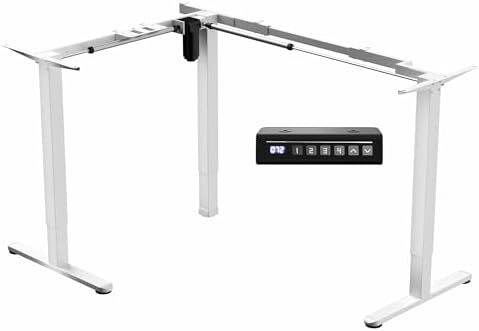 VIVO White Electric Corner 3 Leg Standing Desk Frame, DESK-E347W