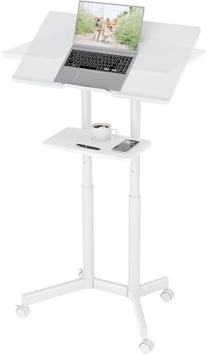 BONTEC Lecterns & Podiums Portable Mobile Standing Laptop Desk, Sit Stand