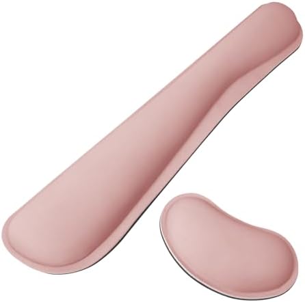 Wrist Rest for Computer Keyboard and Mouse, Ergonomic Design Wrist Support Pad for Keyboard, Soft Memory Foam Desk Pads Support Hand and Arm Easy Typing Pain Relief, 2 Piece Pad, Pink