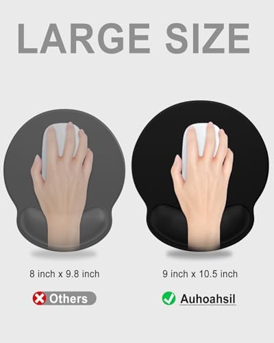 Auhoahsil Ergonomic Mouse Pad with Wrist Rest, Comfortable Silicone Non-Slip Computer Pain Relief Gel Mouse Mat with Wrist Support for Gaming, Work, Office, Women & Men, Cute Pattern, Black