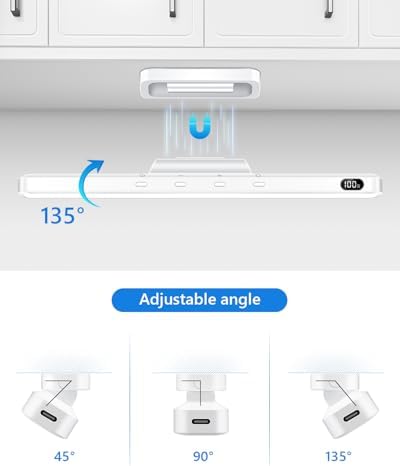 WILLED 5W Vanity Lights for Mirror, Eye-Friendly Mirror Light, 2500mah Rechargeable Under Cabinet Lights with Battery Display, Button Control Magnetic Light Bar for Closet, Bathroom and Desk