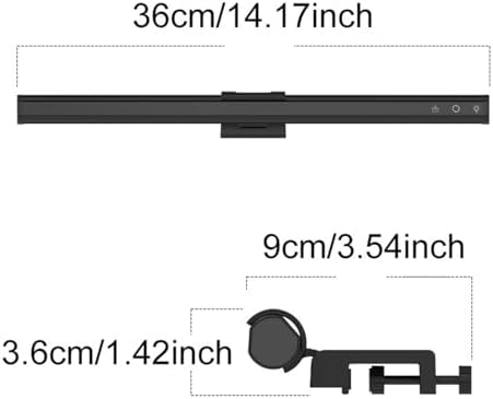 Low Glare Asymmetrical LED Desk Lamp with Flexible Clamp Design 36cm Light for Screen Top Mount and Eye Computer Screen Light