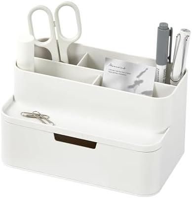 BLUE GINKGO Compact Desk Organizer, White, Made in Korea