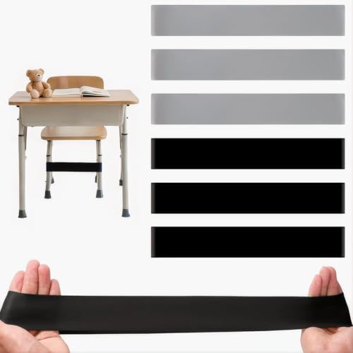 6 PCS Chair Bands With Fidgety Feet Colorful Chair Fidget Bands Desks Stretch Foot Band for ADHD Sensory Flexible Band Classroom Home Chair Fidget Tools (Black + Grey, 6 pcs)