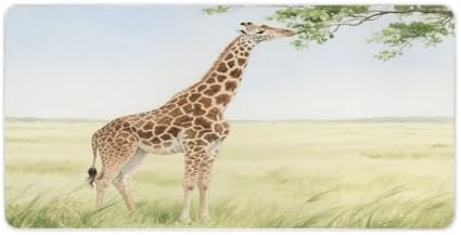 Mouse Pad Giraffe Stretching Its Neck to Eat Leaves Printed Computer Keyboard Desk Mat Non-Slip Rubber Base for Laptops Office and Home 23.6 X 11.8 Inch