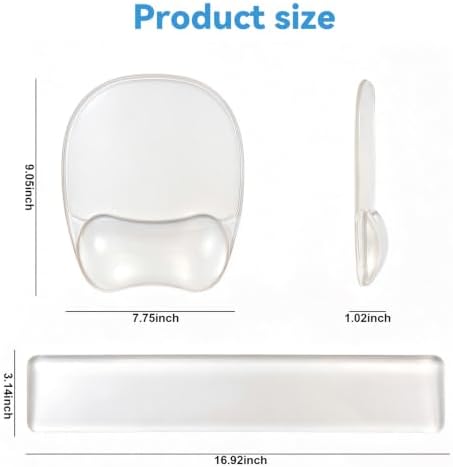 Gel Wrist Rest for Keyboard,Clear Keyboard Wrist Rest and Gel Mouse Pad Set