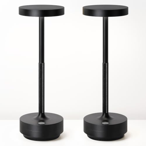 LED Cordless Lamp 5000mAh Table Lights Rechargeable 2-Pack Black