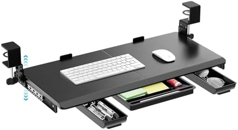 27" x 12" Height Adjustable Keyboard Tray Under Desk with Drawer