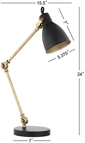 JONATHAN Y Barnes 24" Metal Adjustable Desk Task Lamp, Black/Brass Gold