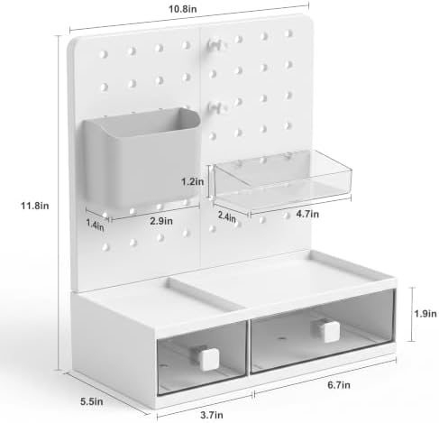 Comix Desk Organizer with Drawers, for Office Dorm Home, White