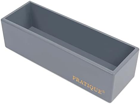 PRATIQUE Bamboo Drawer Organizer - Kitchen Utensil Organizer Silverware Tray Cutlery Holder，Office Desk Supplies and Accessories,8.9 * 3 * 2.6,Grey