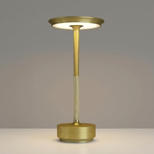 2026 Upgraded 6000mAH for longer battery life. Cordless Table Lamps Rechargeable, Portable Lamp, Stepless Dimming LED Table Light with Memory Function, for Outdoor/Dinner/Patio/Restaurant, (Gold)