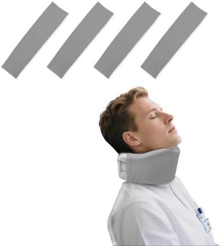 4 Piece Cervical Support Sleeve, Breathable Dustproof Cervical Support Sleeve, Elastic Soft Neck Brace Covers - For Men and Women, Suitable for Sleep Work Daily Use (Silver Gray)
