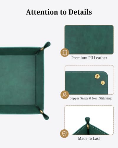 LAMOTI Valet Tray, PU Leather Catchall Tray for Desk & Nightstand