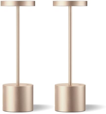 Kakanuo Cordless Table Lamp, 4000mAh Rechargeable Battery Powered Lamps, 3 Color Stepless Dimming, Wireless Outdoor Lamps for Dining Room, Bedroom, Patio, Camping, Set of 2- Antique White