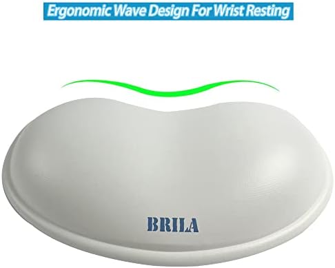 BRILA Ergonomic Silicone Mouse Wrist Rest, Cooling Silica Gel PU Leather Mouse Wrist Support Pad for Office Work and Laptop Computer Gaming (White Leather)