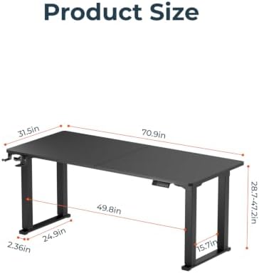 SANODESK 4-Leg 71''x32'' Large Electric Height Adjustable Standing Desk