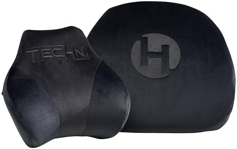 Techni Sport- GameON- Memory Foam Neck & Lumbar Pillow Set for Gaming Chair, Gaming Setup, Gaming Accessories (Black)