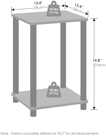 Furinno Turn-N-Tube Toolless 2-Tier Open Shelf Night Stand, White