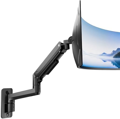 monTEK Single Monitor Wall Mount, 17–49" Gas Spring Arm, Up to 44 lbs，Black