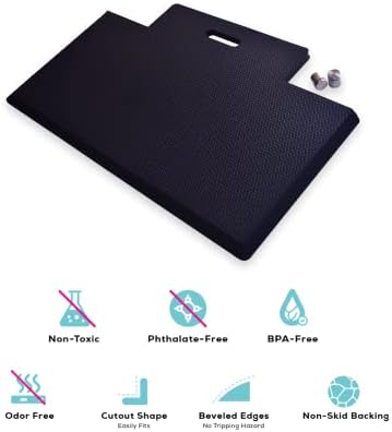 Quality Clever Anti-Fatigue Standing Desk Mat with Gel Memory Foam, 29.5 Inches Wide - Orthopedic Comfort for Home, Office, Kitchen Floor & Workshops - Cutout Design + Beveled Edges & Non-Slip Back