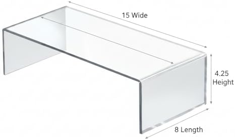 Azar Displays 515338-2PK Acrylic Laptop Stand, Computer Riser for Desk, Monitor Stand, Closet Organizer for Clothes & Shoes, Cabinet Display for Accessories and Décor 15"x7.75 x 4.5 (2-Pack)