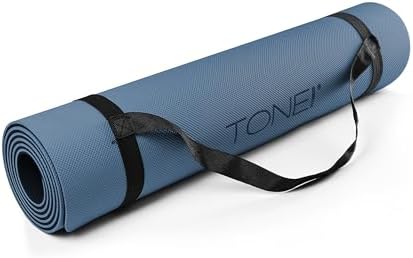TONE Fitness 1/4" Yoga Mat, Non-Slip Exercise & Pilates Mat with Strap