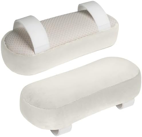 2-Pack Non-Slip Armrest Pads for Office & Gaming Chairs - Ergonomic Forearm Support Pillow for Desk, Computer & Wheelchair, Pressure Relief Cushions (Ivory)