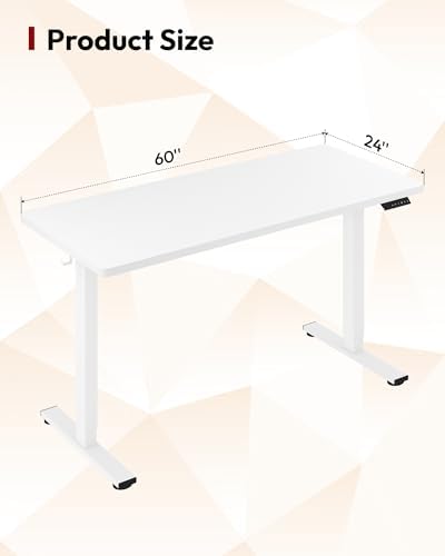 SANODESK One-Piece 1'' Thick Height Adjustable Standing Desk 60''x24''