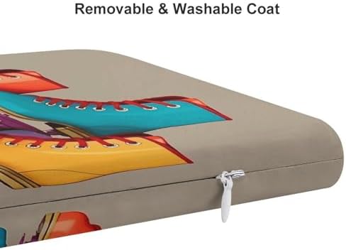Retro Colorful Roller Skates Seat Cushions Cozy Square Chair Cushion Soft Memory Foam Chair Pads Detachable Non-Slip Floor Cushions Sofa Seat Pads for Kitchen Dining Car Office Home