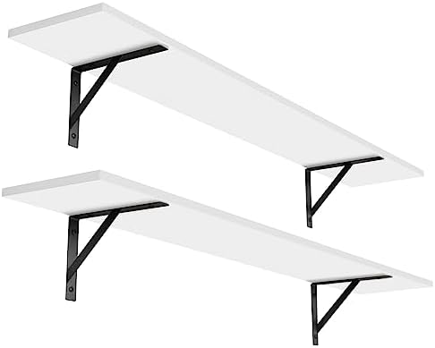 DINZI LVJ Long Wall Shelves, 47.3Inch Wooden Floating Shelves with Brackets