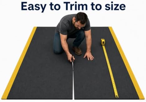 Guardian 24061001BY Soft Step Anti-Fatigue Floor Mat, Vinyl, 6'x 10", Black with Yellow Stripe