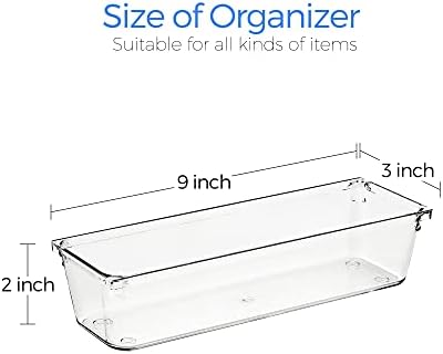 Ravinte 6 Pack Drawer Organizer, 3" x 9" Plastic Storage Bins