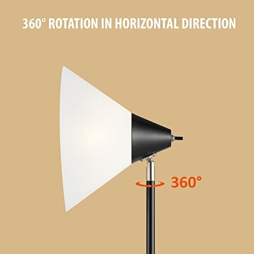 HonoDing Floor Lamp Standing Lamp Adjustable Head Arcylic Shade Floor Lamps for Living Room/Office/Bedroom (Black)