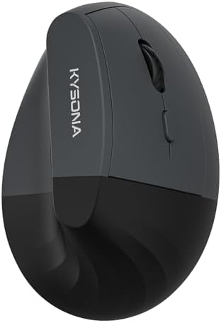 KYSONA EM18 Wireless Ergonomic Vertical Mouse, Ergo Design, Bluetooth Cordless Mouse for Medium/Large Hands, Silent Click, 5-Level Adjustable DPI, Carpal Tunnel Mice for Computer/PC/Mac/Laptop, Black