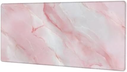 Large Mouse Pad Pink White Marble Non-Slip Rubber Long Gaming Desk Mat Big Computer Keyboard Mousepad Waterproof Protector Wristing Pad for Gaming Office Home Decorative 31.5 X 11.8 Inch
